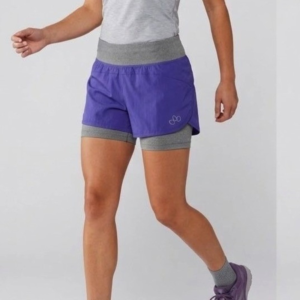REI Co-op Active Pursuits 2-in-1 Shorts Women's Small S Purple Grey Layered
